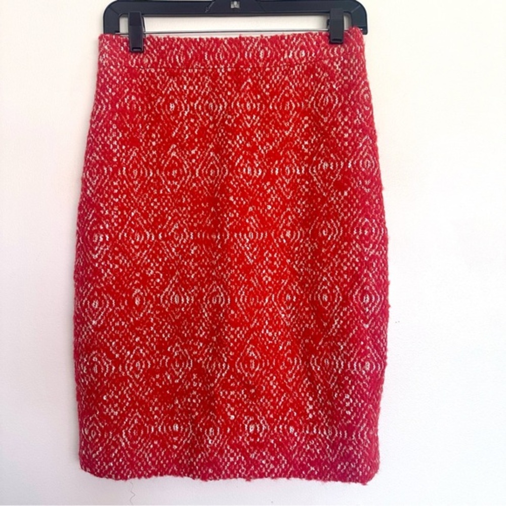 J. Crew Vibrant Orange and White Textured Pencil Skirt Size 4